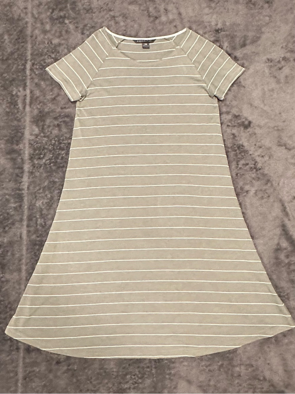 Free Fly Apparel Sage Green and White Striped A-Line T-Shirt Dress
